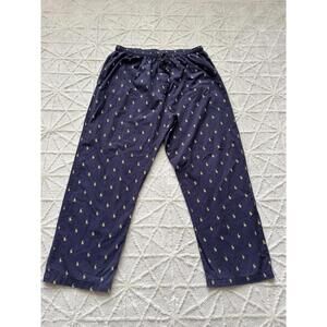 Polo Ralph Lauren Sleepwear Pants Large 36-38 Navy Blue All Over Pony Cotton